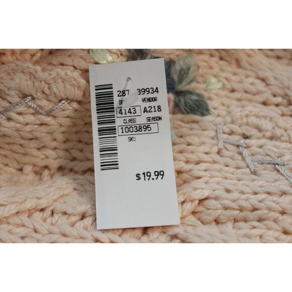 NWT Vintage 90s Chunky Knit Sweater Large Floral Embroidered Grandma Cottagecore - Picture 11 of 11